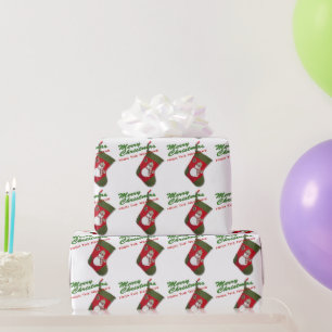Snowman Christmas Strumpf On White Personalisiert Geschenkpapier