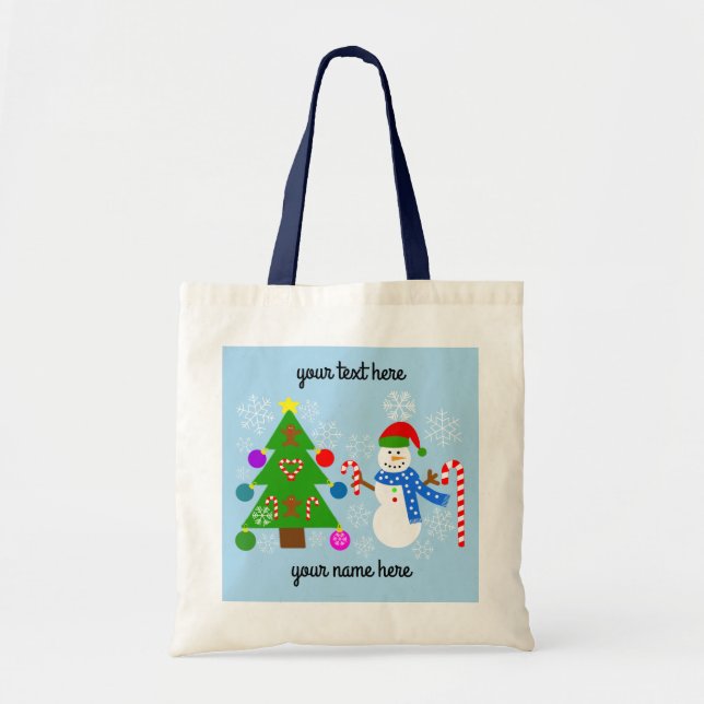 Snowman & Christmas Tree #2 Tote Bag Tragetasche (Vorne)