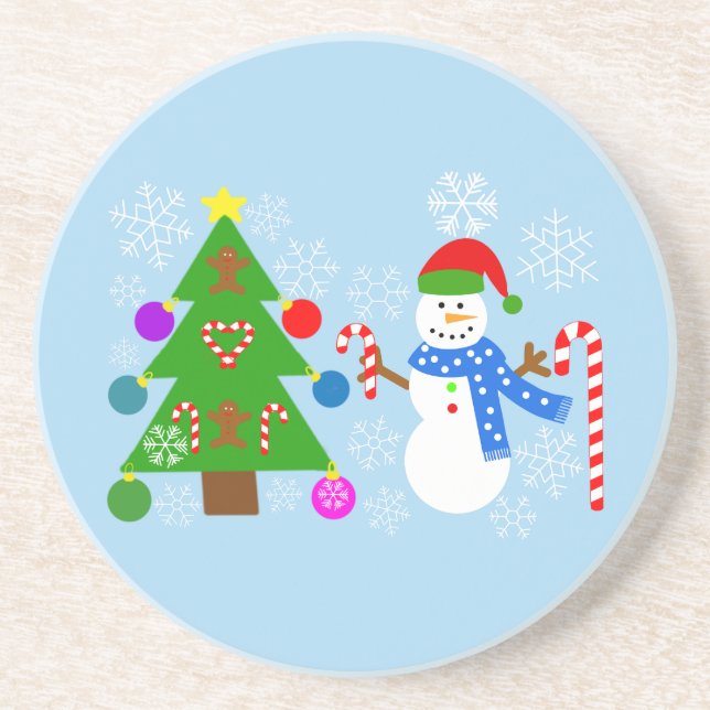 Snowman & Christmas Tree #2 Untersetzer (Vorne)