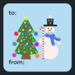 Snowman & Christmas Tree #3-3 Stickers<br><div class="desc">Snowman & Christmas Tree #3</div>