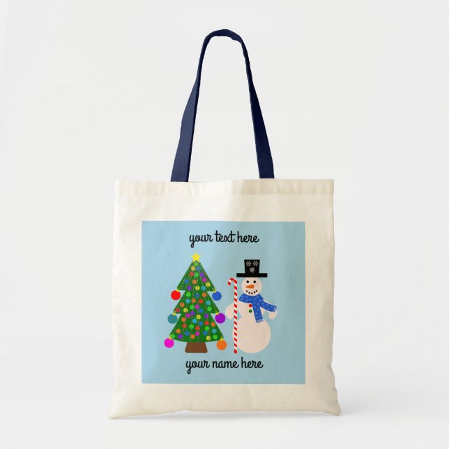 Snowman & Christmas Tree #4 Tote Bag Tragetasche (Vorne)