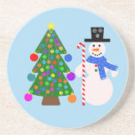 Snowman & Christmas Tree #4 Untersetzer<br><div class="desc">Snowman & Christmas Tree #4</div>