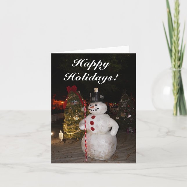 Snowman & Christmas Tree Card Feiertagskarte (Vorderseite)