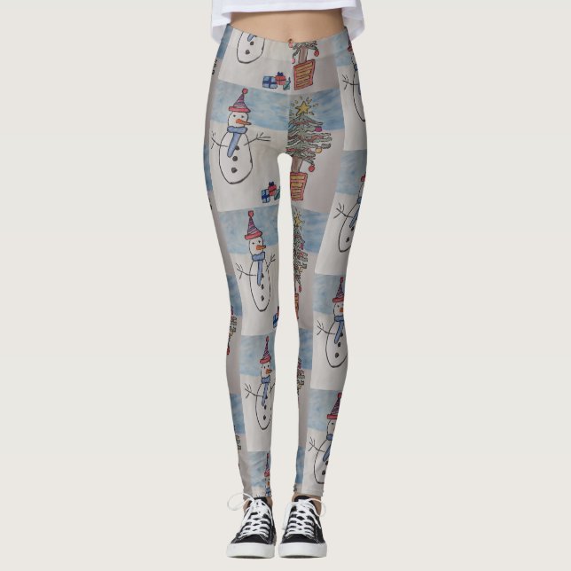 Snowman & Christmas Tree Leggings (Vorderseite)