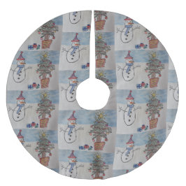 Snowman & Christmas Tree Polyester Weihnachtsbaumdecke