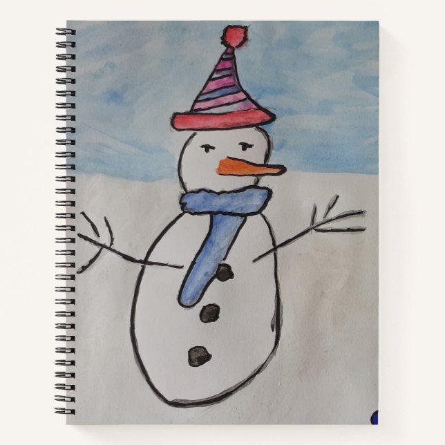 Snowman & Christmas Tree Spiral Notebook Notizbuch (Vorderseite)