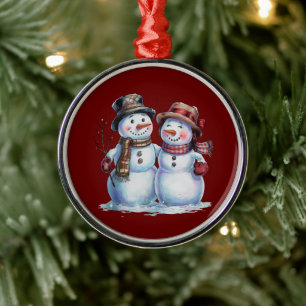 Snowman Christmas Vintag Holiday Ornament Aus Metall