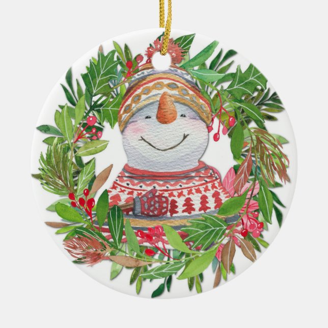 Snowman Christmas Wreath Ornament (Vorne)