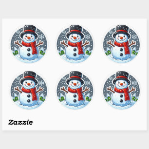 Snowman Circle autocollant de forme