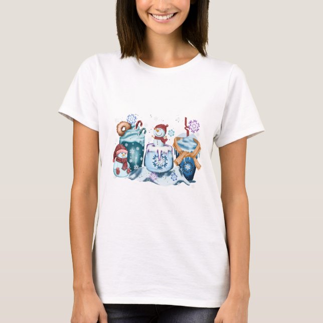 Snowman Coffee Short Sleeve Shirts (Vorderseite)