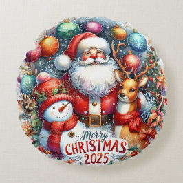 Snowman coloré et ornements Coussin de Noël