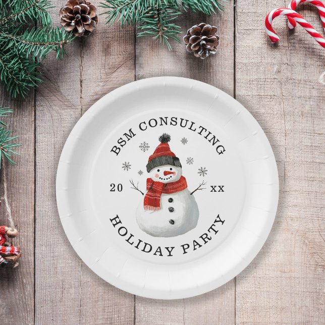 Snowman Company Holiday Party Paper Plate Pappteller (Snowman Holiday Party Paper Plates)
