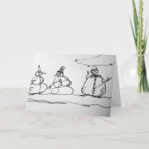 Snowman Contour Art Karte