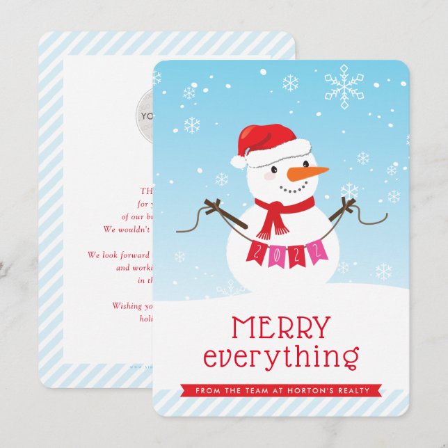 SNOWMAN CORPORATE HOLIDAY niedlich Snowbusiness Einladung (Vorne/Hinten)