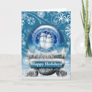 Snowman Couple Christmas Snow Globe Photo modèle