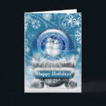 Snowman Couple Christmas Snow Globe Photo Template Feiertagskarte<br><div class="desc">Snowman Couple Christmas Snow Globe Custom Greeting Card Photo Template Blank inside</div>