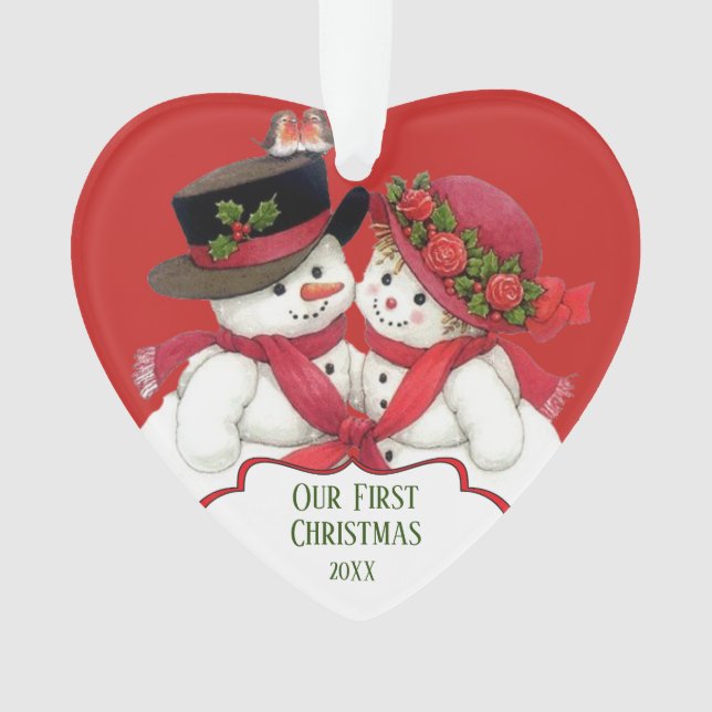 Snowman Couple, Erste Weihnachten Ornament (Vorderseite)