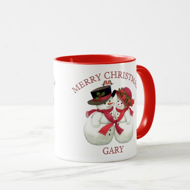 Snowman Couple - Frohe Weihnachten Tasse (VorderseiteRechts)
