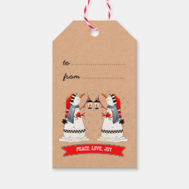 Snowman Couple Kraft Paper Geschenkanhänger