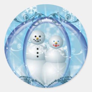 Snowman Couple Weihnachts Custom Holiday Stickers