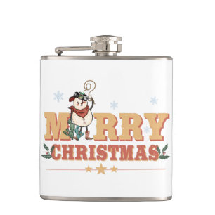 Snowman Cowboy Weihyl Vinyl Wrapped Flask Flachmann