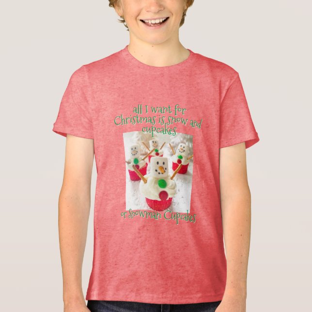 Snowman Cupcakes Tri-Blend Shirt (Vorderseite)