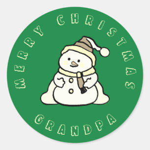 Snowman Custom Frohe Weihnachten Opa Green Runder Aufkleber