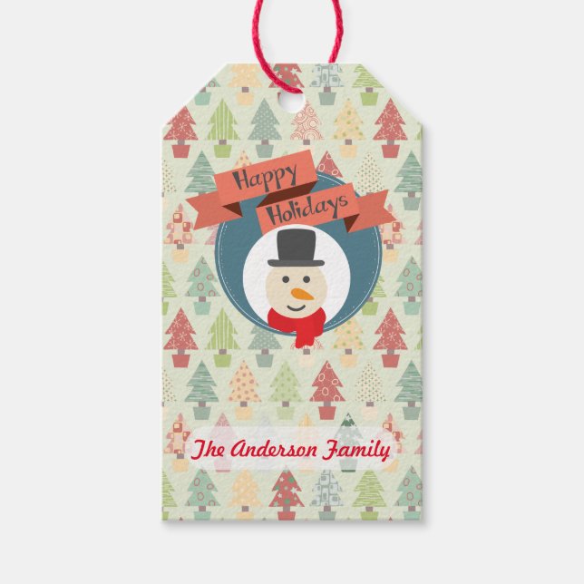 Snowman Custom Gift Tags Geschenkanhänger (Vorderseite)