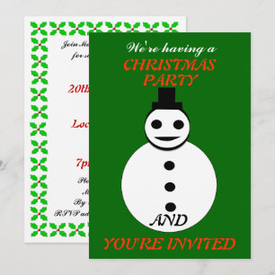 Snowman Custom Party lädt zum Lächeln von Weihnach Einladung