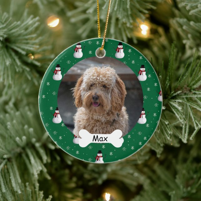 Snowman Custom Pet Puppy Dog Foto Keramik Ornament (Baum)
