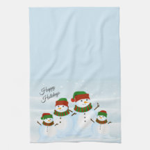 Snowman Cute Holiday Serviette de cuisine