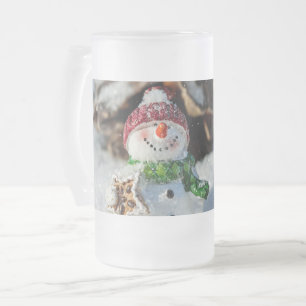Snowman de Noël Frosted 16 oz de verre givré Mug