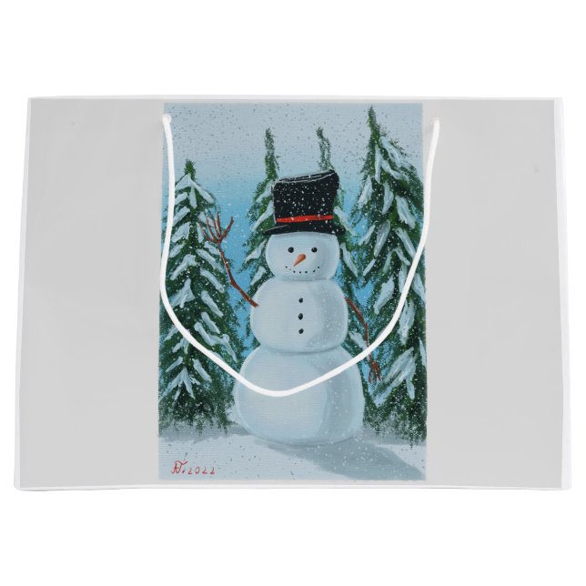 Snowman-Digitalmalerei Große Geschenktüte (Vorderseite)