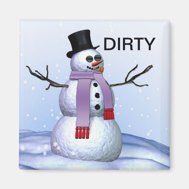 Snowman Dirty Dishwasher Christmas Magnet (Vorne)