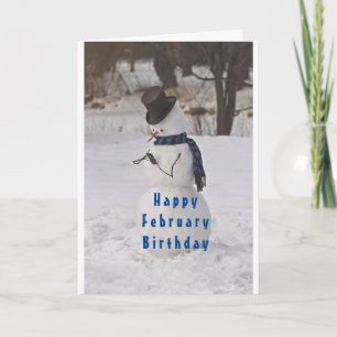 SNOWMAN DIT **HEUREUX ANNIVERSAIRE FÉVRIER** CARTE
