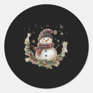 Snowman Dry Blume Weihnachtsfeier Weihnachtsfeier Runder Aufkleber