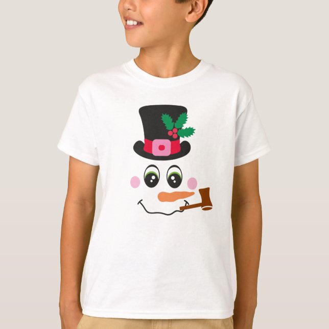 Snowman Face avec Casquette et T-shirt pour enfant (Devant)