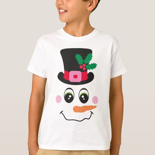 Snowman Face avec T-shirt Casquette pour enfants (Devant)