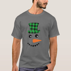 Snowman Face Carrot Nose Weihnachten Winter Karier T-Shirt