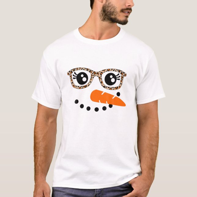 Snowman Face Carrot Nose Weihnachtswinters Cosplay T-Shirt (Vorderseite)