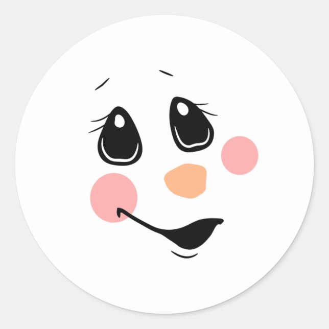 Snowman Face Classic Round Sticker (Vorderseite)