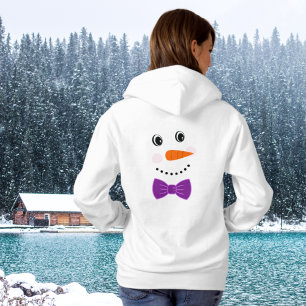 Snowman Face Lila Bowtie Name hinzufügen Hoodie