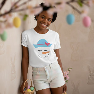 Snowman Face mit Blue Hat T - Shirt für Kinder