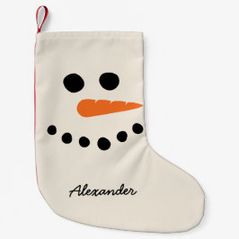 Snowman Face mit Individuelle Name Kleiner Weihnachtsstrumpf
