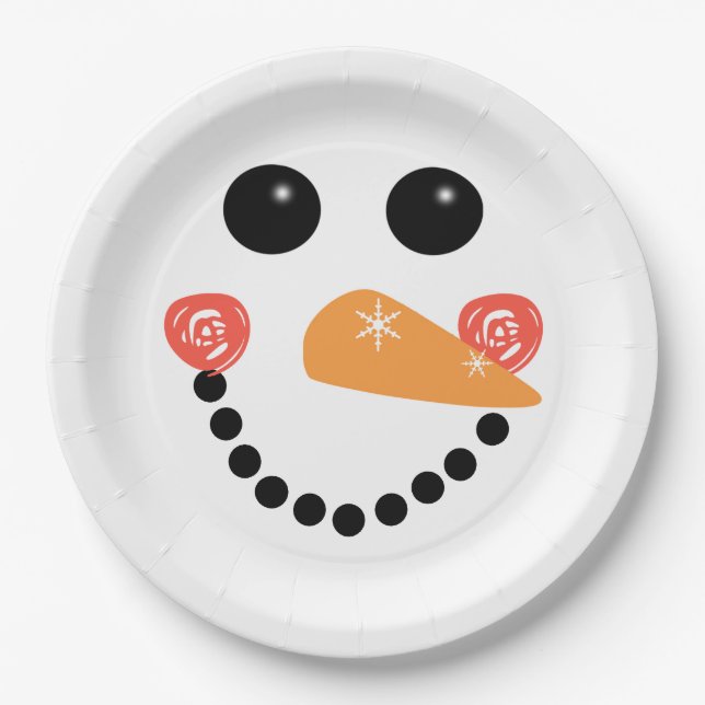 Snowman Face Pappteller (Vorderseite)