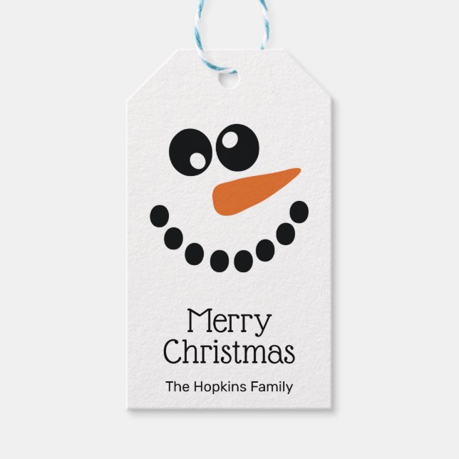 Snowman Face Personalisiert Geschenkanhänger (Vorderseite)