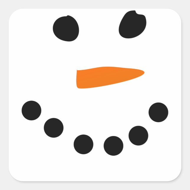 Snowman Face Quadratischer Aufkleber (Vorderseite)