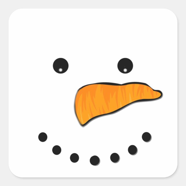 Snowman Face Quadratischer Aufkleber (Vorderseite)