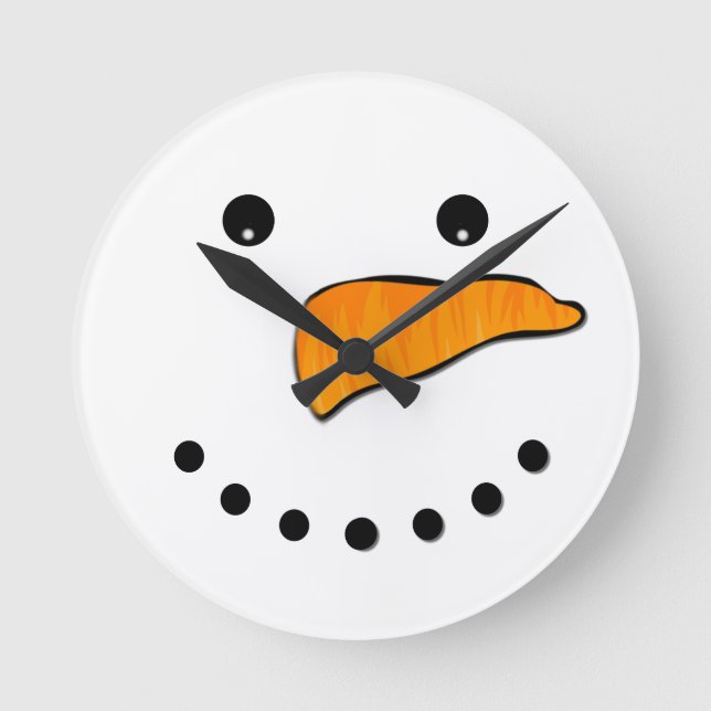 Snowman Face Runde Wanduhr (Vorderseite)