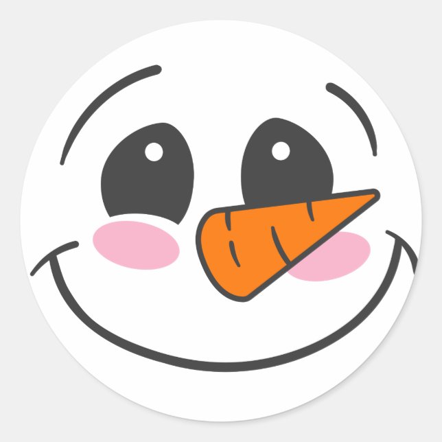 Snowman Face Runder Aufkleber (Vorderseite)